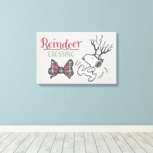 Peanuts | Snoopy Rendier Canvas Afdruk (Insitu (Houten vloer))