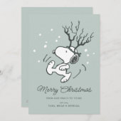 Peanuts | Snoopy Rendier Crossing Christmas Feestdagenkaart (Voorkant / Achterkant)