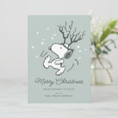 Peanuts | Snoopy Rendier Crossing Christmas Feestdagenkaart (Staand voorkant)