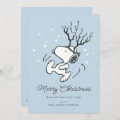Peanuts | Snoopy Rendier Crossing Christmas Feestdagenkaart (Voorkant / Achterkant)
