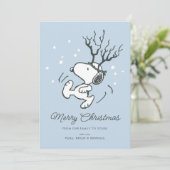 Peanuts | Snoopy Rendier Crossing Christmas Feestdagenkaart (Staand voorkant)