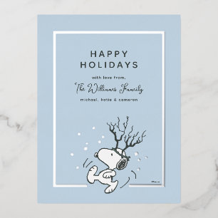 Peanuts   Snoopy rendier familie foto Folie Feestdagen Briefkaart