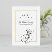 Peanuts | Snoopy rendier familie foto Folie Feestdagenkaart (Staand Voorkant)