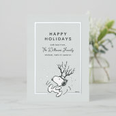 Peanuts | Snoopy rendier familie foto Folie Feestdagenkaart (Staand Voorkant)