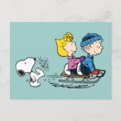 Peanuts | Snoopy, Sally & Linus Sled rijden Feestdagenkaart (Voorkant)