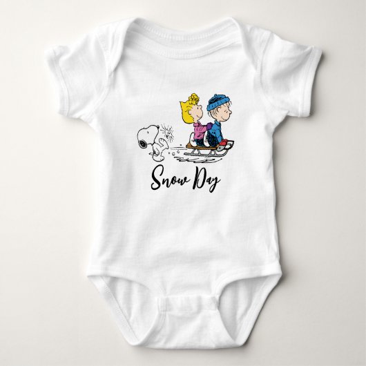 Peanuts | Snoopy, Sally & Linus Sled rijden Romper (Voorkant)