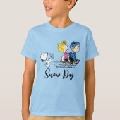 Peanuts | Snoopy, Sally & Linus Sled rijden T-shirt (Voorkant)