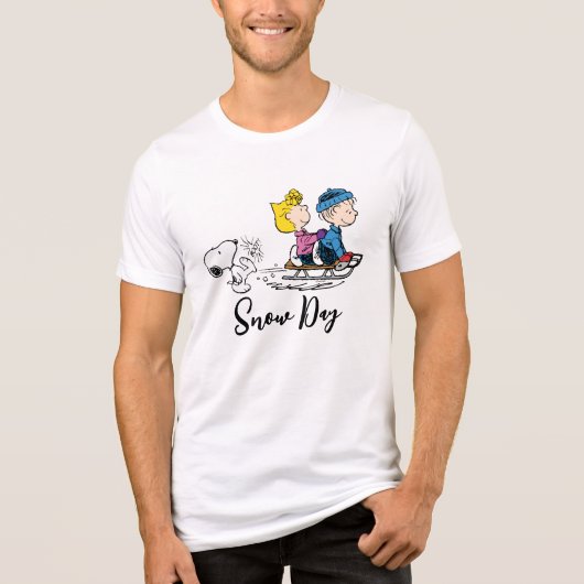 Peanuts | Snoopy, Sally & Linus Sled rijden Tri-Blend Shirt (Voorkant)