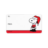 Peanuts | Snoopy Santa Claus Cadeau Label (Voorkant)
