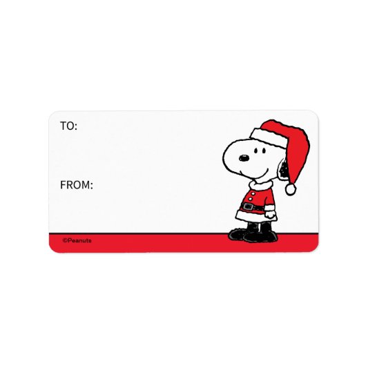 Peanuts | Snoopy Santa Claus Cadeau Label (Voorkant)