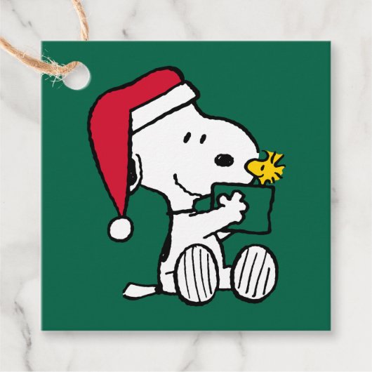 Peanuts | Snoopy Santa & Woodstock Gift Bedankjes Labels (Voorkant)