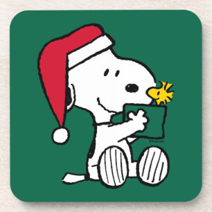 Peanuts Snoopy Santa & Woodstock Gift Bier Onderzetter