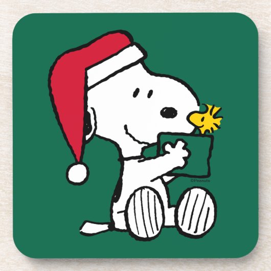 Peanuts | Snoopy Santa & Woodstock Gift Bier Onderzetter (Voorkant)