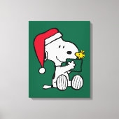 Peanuts | Snoopy Santa & Woodstock Gift Canvas Afdruk (Voorkant)