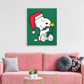 Peanuts | Snoopy Santa & Woodstock Gift Canvas Afdruk (Insitu (Woonkamer))
