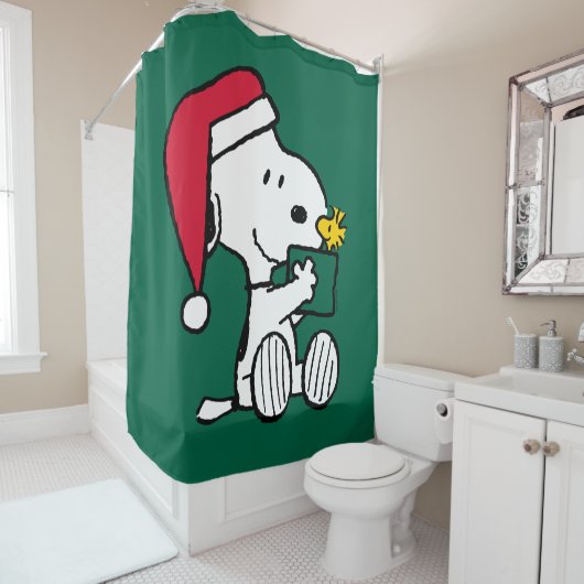 Peanuts | Snoopy Santa & Woodstock Gift Douchegordijn (In situ)