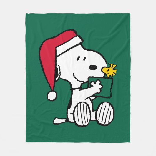 Peanuts | Snoopy Santa & Woodstock Gift Fleece Deken (Voorkant)