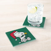 Peanuts | Snoopy Santa & Woodstock Gift Glazen Onderzetter (Schuin)