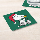 Peanuts | Snoopy Santa & Woodstock Gift Kartonnen Onderzetters (Schuin)