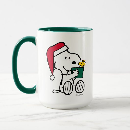 Peanuts | Snoopy Santa & Woodstock Gift Mok (Links)