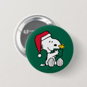 Peanuts | Snoopy Santa & Woodstock Gift Ronde Button 5,7 Cm (Voorkant /achterkant)