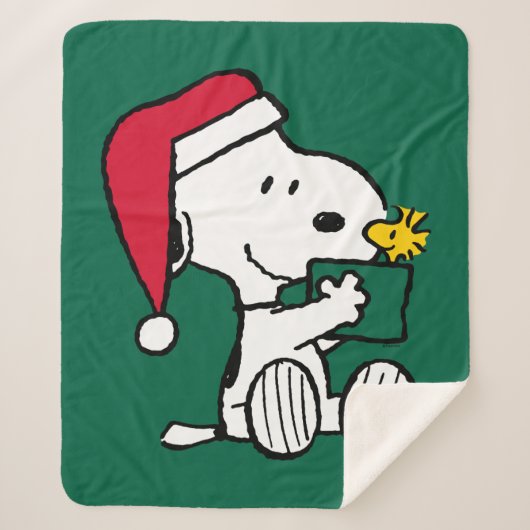 Peanuts | Snoopy Santa & Woodstock Gift Sherpa Deken (Voorkant)