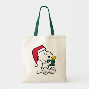 Peanuts   Snoopy Santa & Woodstock Gift Tote Bag