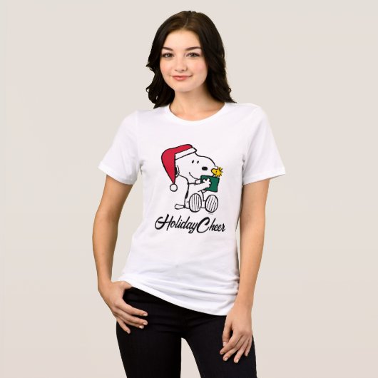 Peanuts | Snoopy Santa & Woodstock Gift Tri-Blend Shirt (Voorkant volledig)