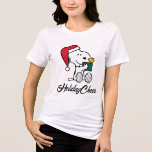 Peanuts Snoopy Santa & Woodstock Gift Tri-Blend Shirt