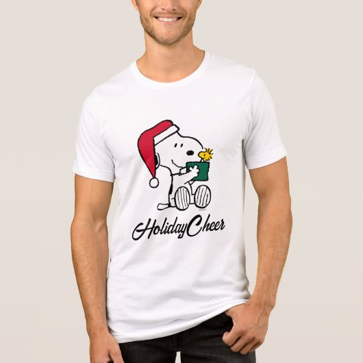 Peanuts | Snoopy Santa & Woodstock Gift Tri-Blend Shirt (Voorkant)