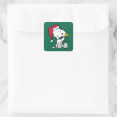 Peanuts | Snoopy Santa & Woodstock Gift Vierkante Sticker (Tas)