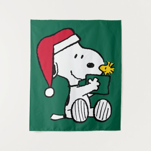 Peanuts | Snoopy Santa & Woodstock Gift Wandkleed (Voorkant)