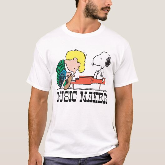 Peanuts | Snoopy & Schroeder aan de Piano T-shirt (Voorkant)