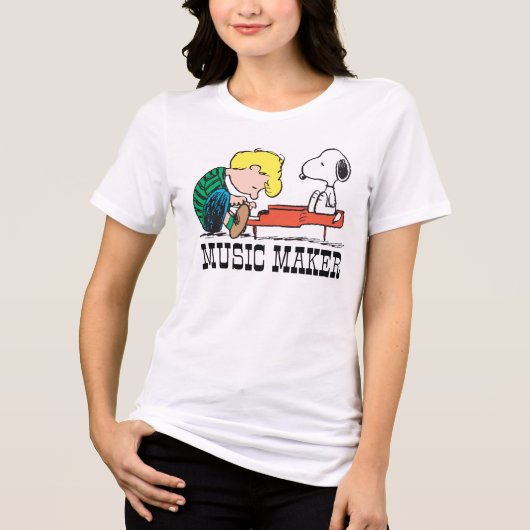 Peanuts | Snoopy & Schroeder aan de Piano Tri-Blend Shirt (Voorkant)