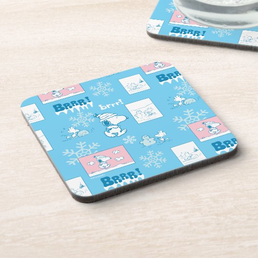 Peanuts | Snoopy Sneeuwdagpatroon Bier Onderzetter (Linkerzijde)