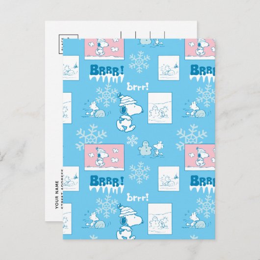 Peanuts | Snoopy Sneeuwdagpatroon Briefkaart (Voorkant / Achterkant)