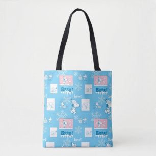 Peanuts   Snoopy Sneeuwdagpatroon Tote Bag
