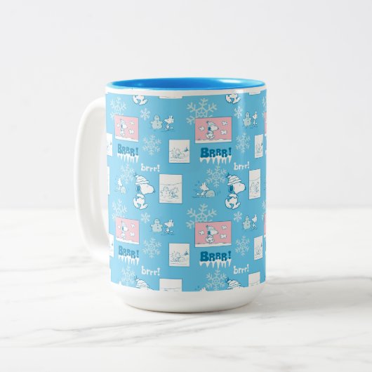 Peanuts | Snoopy Sneeuwdagpatroon Tweekleurige Koffiemok (Voorkant links)
