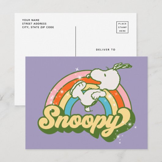 Peanuts | Snoopy Sparkle Rainbow Briefkaart (Voorkant / Achterkant)