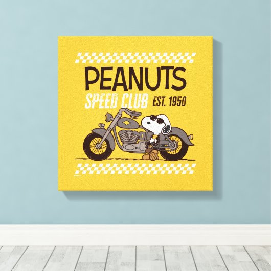 Peanuts | Snoopy Speed Club Canvas Afdruk (Insitu (Houten vloer))