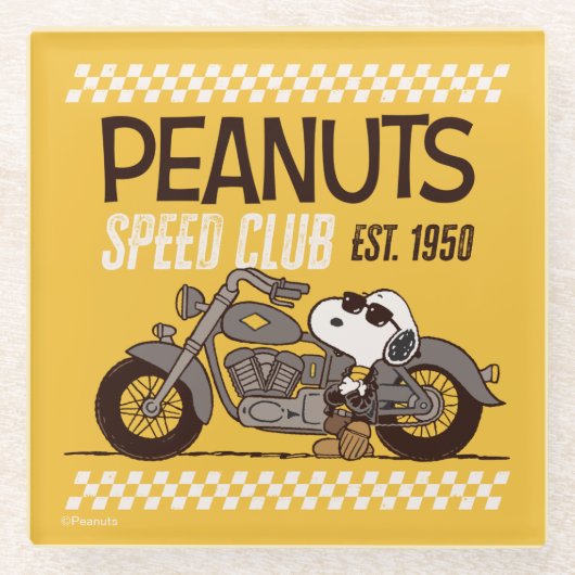 Peanuts | Snoopy Speed Club Glazen Onderzetter (Voorkant)
