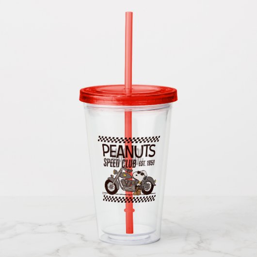 Peanuts | Snoopy Speed Club | Jouw namen toevoegen Acryl Drinkbeker (Voorkant)