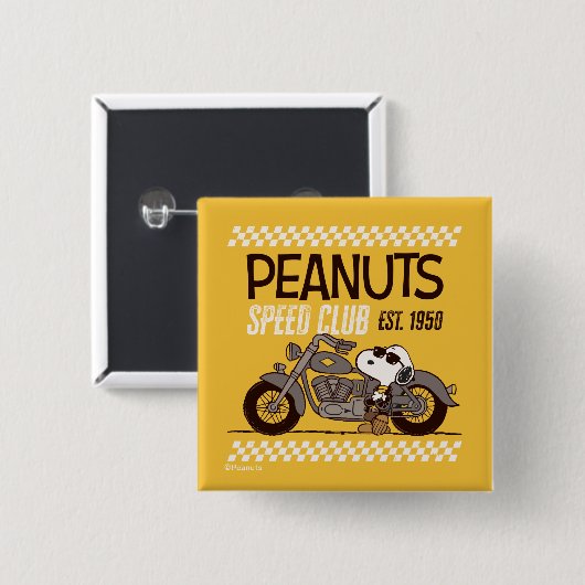 Peanuts | Snoopy Speed Club Vierkante Button 5,1 Cm (Voorkant /achterkant)