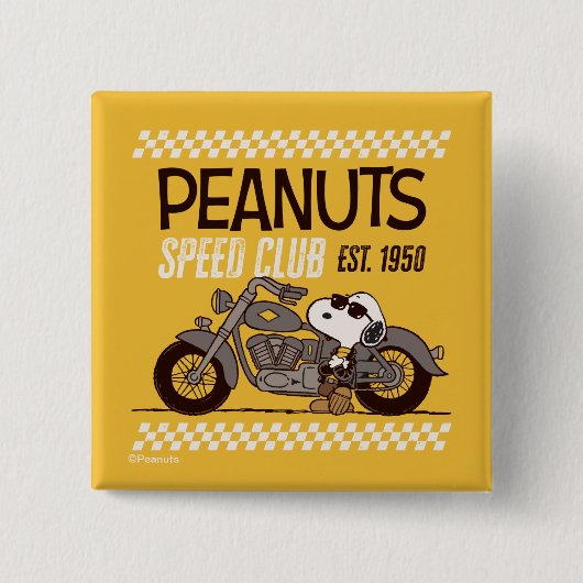 Peanuts | Snoopy Speed Club Vierkante Button 5,1 Cm (Voorkant)