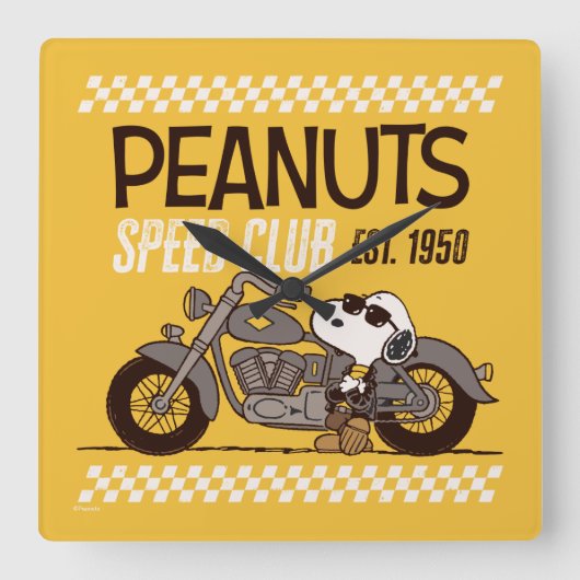 Peanuts | Snoopy Speed Club Vierkante Klok (Voorkant)