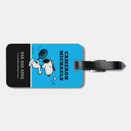 Peanuts | Snoopy Speelt Tennis Bagagelabel (Achterkant horizontaal)