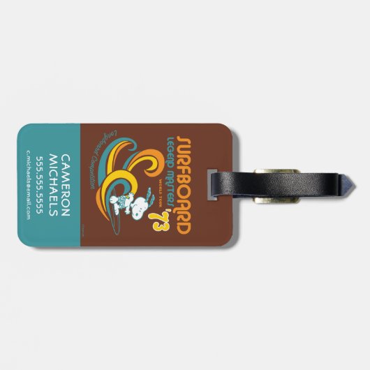 Peanuts | Snoopy Surfboard wedstrijd Bagagelabel (Achterkant horizontaal)