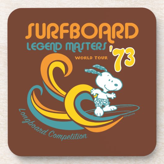 Peanuts | Snoopy Surfboard wedstrijd Bier Onderzetter (Voorkant)