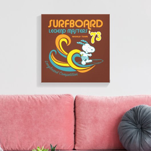Peanuts | Snoopy Surfboard wedstrijd Canvas Afdruk (Insitu (Woonkamer))