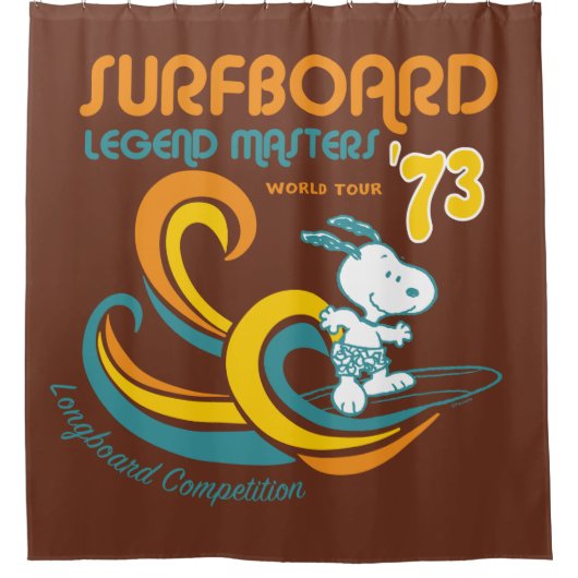 Peanuts | Snoopy Surfboard wedstrijd Douchegordijn (Voorkant)